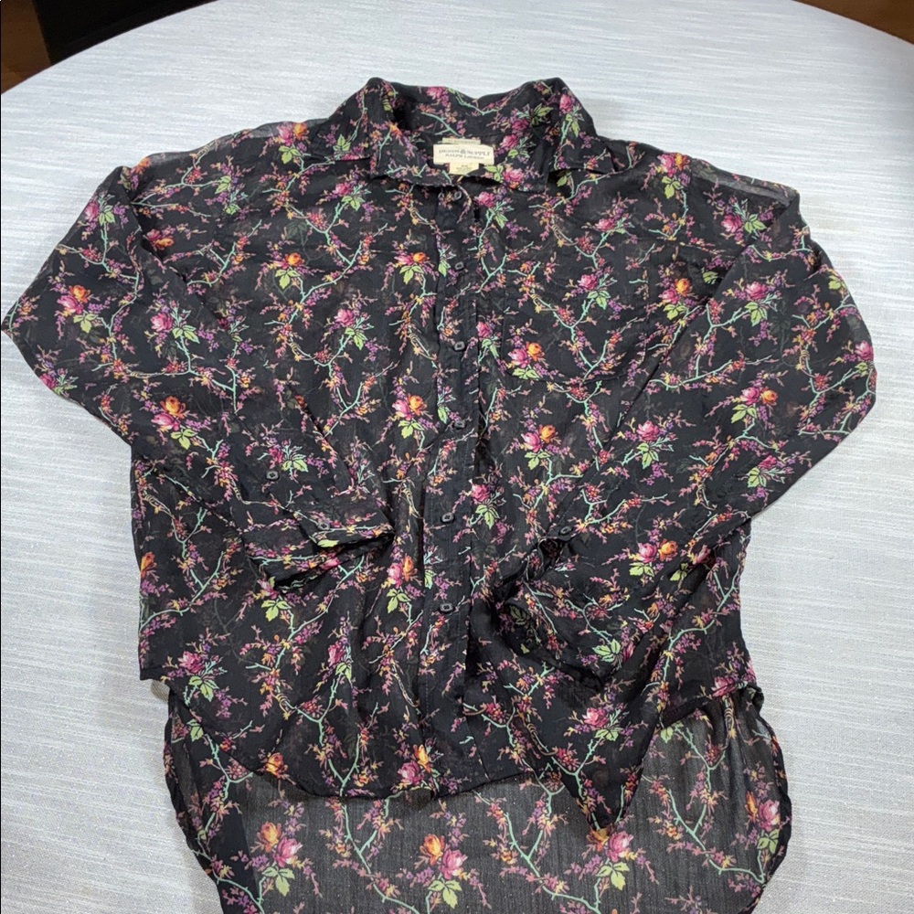 Ralph Lauren boyfriend fit medium sheer floral bohemian button down made India